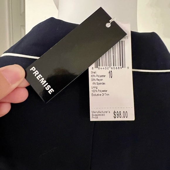 New With Tags Premise Blazer White Trim Piping - Long sleeves - Picture 8 of 9